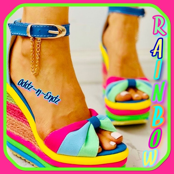 SOLD❌Neon Rainbow 🌈 Peep Toe Platform Espadrille Sandals Size 38/BRAND NEW! - Picture 13 of 13